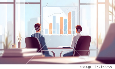 Wealth management analytics consultation elegant office background 137162299