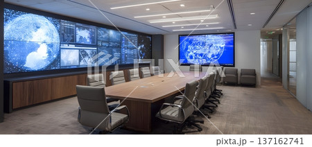 AI powered executive analytics room immersive wide format ultra detail lighting 137162741