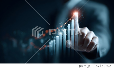 Digital growth strategy scene AI assistant projecting upward financial graphs Digital growth strategy scene AI assistant projecting upward financial graphs 137162802