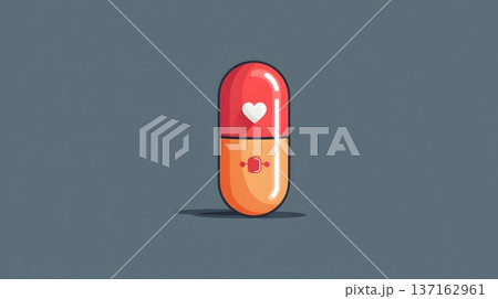 Flat design illustration of a smart pill with a microchip symbol 137162961