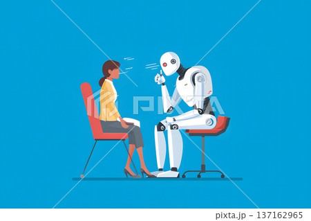 Minimalist flat vector of a patient and a robot doctor having a consultation Minimalist flat vector of a patient and a robot doctor having a consultation 137162965