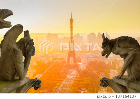 Eiffel Tower and Paris cityscape Eiffel Tower and Paris cityscape 137164137