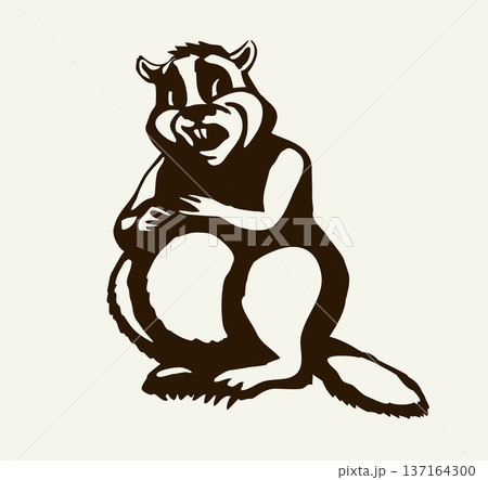 Vector illustration of a beaver with a stick. 137164300