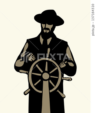 Vector drawing. The captain at the helm 137164310