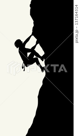 Vector illustration of a rock climber climbing a mountain. Vector illustration of a rock climber climbing a mountain. 137164314