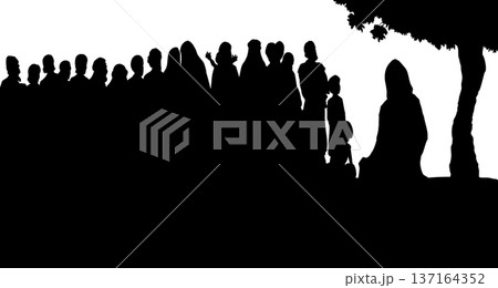Vector drawing. Jesus teaching people 137164352
