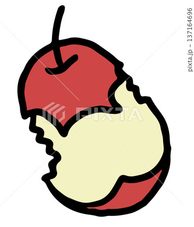 Hand drawn bite apple for fruit, vegan, lunch break, office workers, lunch box, cafe, menu, restaurant, recipe, cook book, department store, supermarket, market, mart, healthy snack, park, picnic 137164696