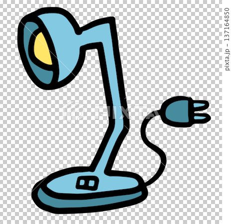 Hand drawn illustration of table lamp for home, house appliances, office supplies, table essentials, back to school, working, studying, retail, stores, department store, office icon, online shopping 137164850