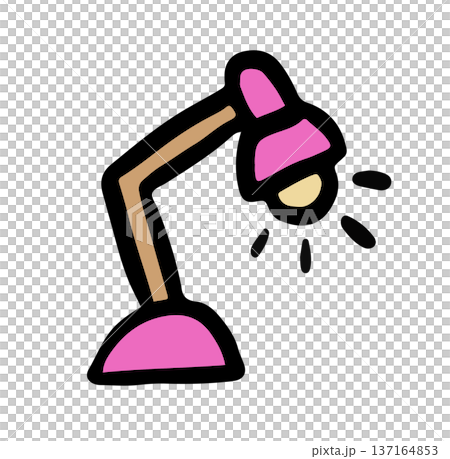 Hand drawn illustration of table lamp for home, house appliances, office supplies, table essentials, back to school, working, studying, retail, stores, department store, office icon, online shopping 137164853