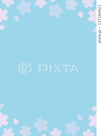 縦の背景　桜の花の枠　水色 137164921