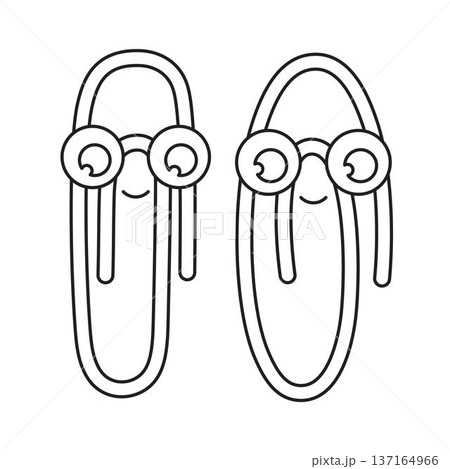 outline paper clips set isolated 137164966