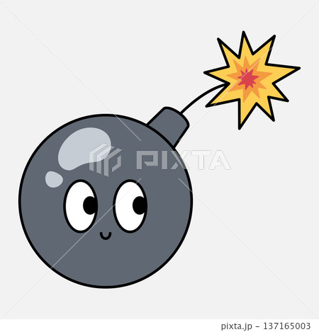 Bomb with eyes. Cartoon doodle graffiti character. Vector illustration isolated on a white background Bomb with eyes. Cartoon doodle graffiti character. Vector illustration isolated on a white background 137165003