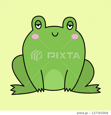 Happy frog. Cartoon doodle graffiti character. Vector illustration isolated on a white background Happy frog. Cartoon doodle graffiti character. Vector illustration isolated on a white background 137165008