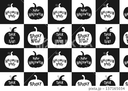 Silhouettes of pumpkins with lettering. Design for Halloween. Vector illustration in flat style Silhouettes of pumpkins with lettering. Design for Halloween. Vector illustration in flat style 137165034