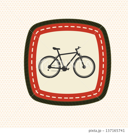 Scout badge with mountain bicycle. Vector. Merit patch, sticker for camping outdoor and academic activities. Perfect for scouting groups, camping events, bike clubs, outdoor apparel, stickers, Scout badge with mountain bicycle. Vector. Merit patch, sticker for camping outdoor and academic activities. Perfect for scouting groups, camping events, bike clubs, outdoor apparel, stickers, 137165741
