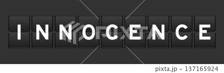 Black color analog flip board with word innocence on gray background Black color analog flip board with word innocence on gray background 137165924