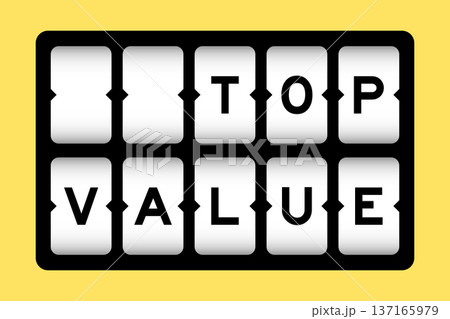 Black color in word top value on slot banner with yellow color background 137165979