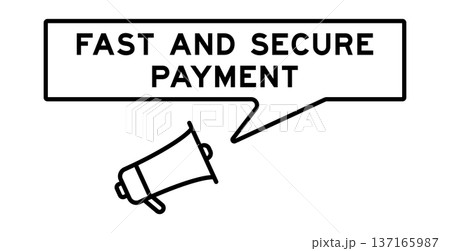 Megaphone icon with speech bubble in word fast and secure payment on white background Megaphone icon with speech bubble in word fast and secure payment on white background 137165987