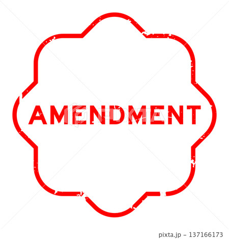 Grunge red amendment word square rubber seal stamp on white background 137166173