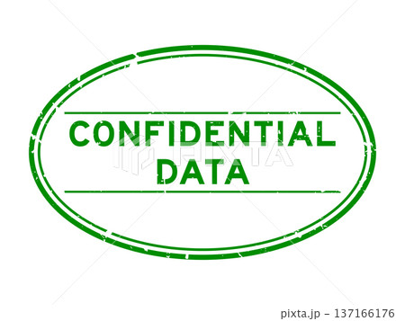 Grunge green confidential data word oval rubber seal stamp on white background 137166176