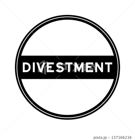 Black color round seal sticker in word divestment on white background Black color round seal sticker in word divestment on white background 137166216