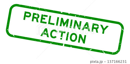 Grunge green preliminary action word square rubber seal stamp on white background 137166231