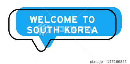 Speech banner and blue shade with word welcome to south korea on white background 137166235