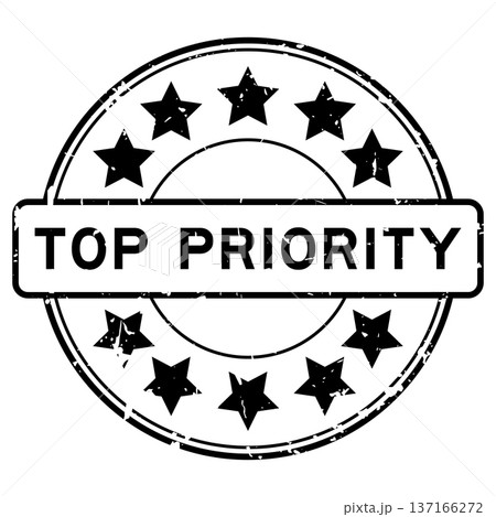 Grunge black top priority word round rubber seal stamp on white background Grunge black top priority word round rubber seal stamp on white background 137166272