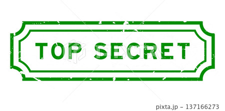 Grunge green top secret word rubber seal stamp on white background 137166273