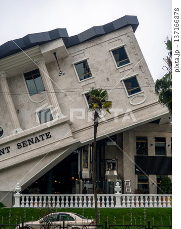 Senate restaurant in Batumi. Restaurant of unusual architecture. A unique building. Upside down house. 137166878
