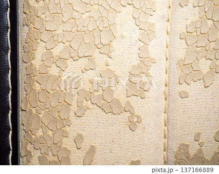 Background made of peeled faux leather. Seams on the material. Old surface. Cracked leather. Background made of peeled faux leather. Seams on the material. Old surface. Cracked leather. 137166889