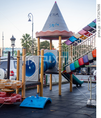 Children's playground made of plastic. Safe playground. Place to play 137167686