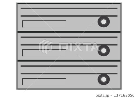 壁掛け集合ポストのフラットイラスト 横型メールボックス設備 137168056