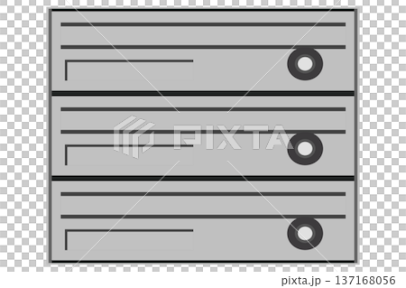 壁掛け集合ポストのフラットイラスト 横型メールボックス設備 137168056