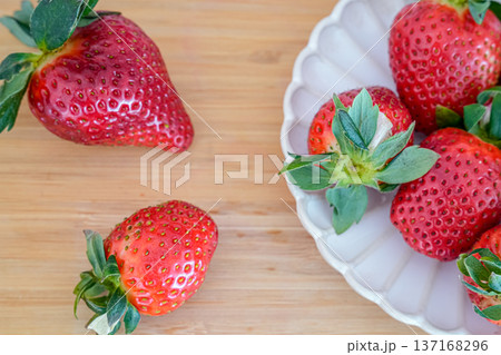 Close Up Fresh Strawberries Texture 137168296