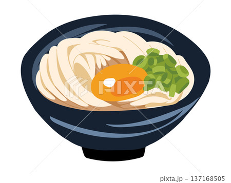 卵とネギがのった釜玉うどんのイラスト 137168505