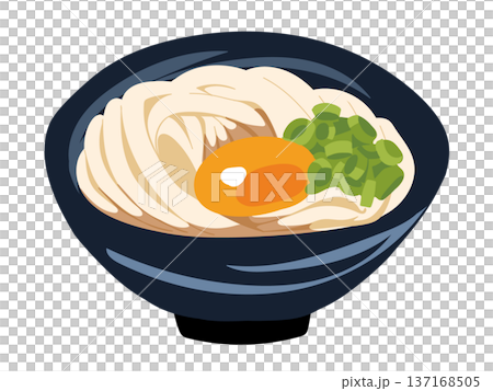 卵とネギがのった釜玉うどんのイラスト 137168505
