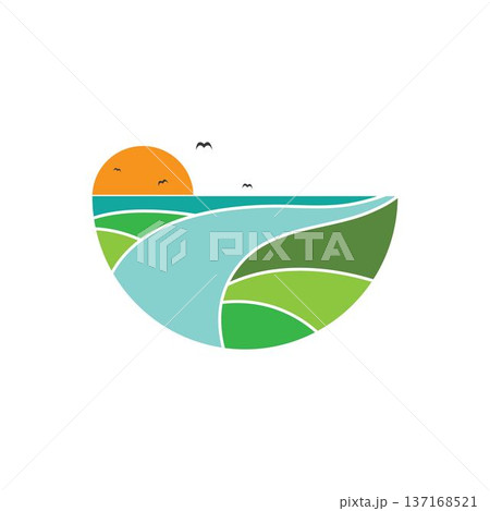 Landscape logo symbol design vector. simple flat logo template. Landscape logo symbol design vector. simple flat logo template. 137168521