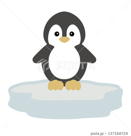 Cute cartoon penguin standing on ice floe illustration 137168729