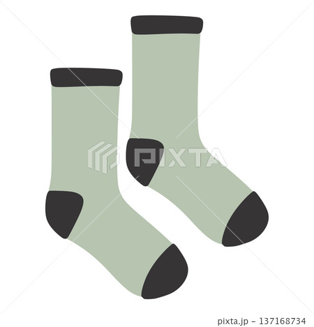 Pair of light green christmas socks with dark heels and cuffs 137168734