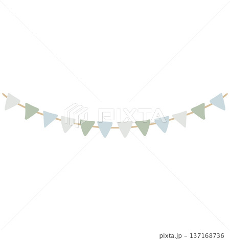 Pastel colors bunting hanging on white...のイラスト素材 [137168736] - PIXTA
