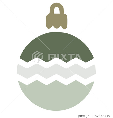 Green christmas ornament with wavy stripes celebrating winter holidays Green christmas ornament with wavy stripes celebrating winter holidays 137168749