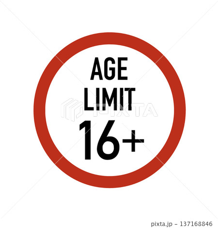 Sixteen plus age limit sign representing restriction and parental control 137168846