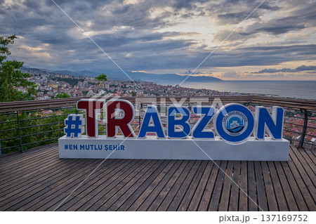 Panoramic of Trabzon city from Boztepe Observation Deck . It is a city on the Black Sea coast of northeastern Turkey and  capital of Trabzon Province. 137169752