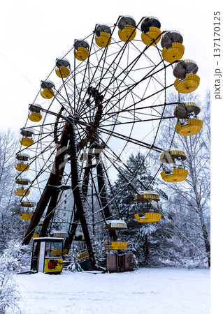 Giant vertical revolving wheel with passenger cars in Pripyat. 137170125