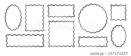 Black scallop wiggly edge frames, silhouette scalloped borders with wavy lace edges Black scallop wiggly edge frames, silhouette scalloped borders with wavy lace edges 137171037
