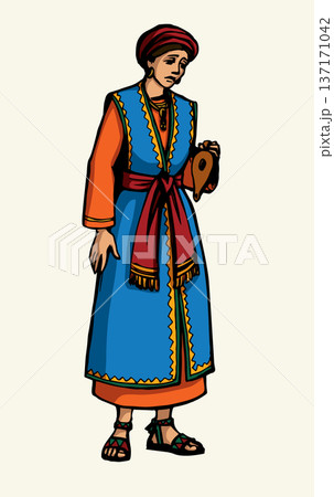 Vector drawing. Girl with a lamp Vector drawing. Girl with a lamp 137171042