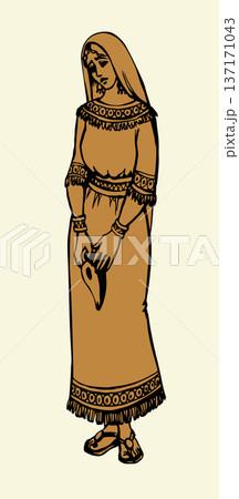 Vector drawing. Girl with a lamp 137171043
