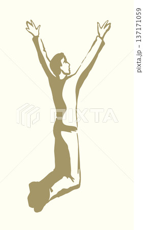 Vector drawing. Praying young man 137171059