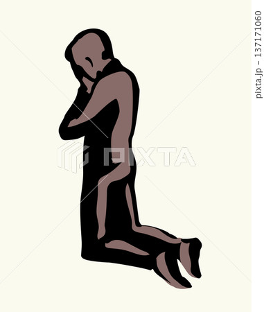 Vector drawing. Praying young man 137171060